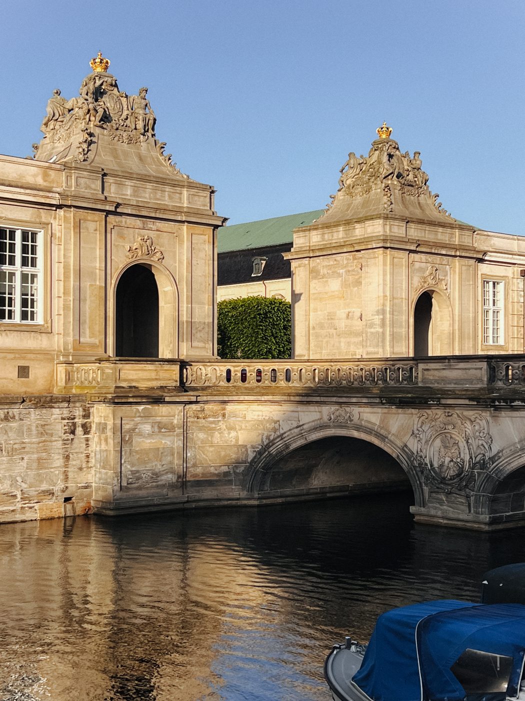 The ornate Marble Bridge over the canal at Christiansborg