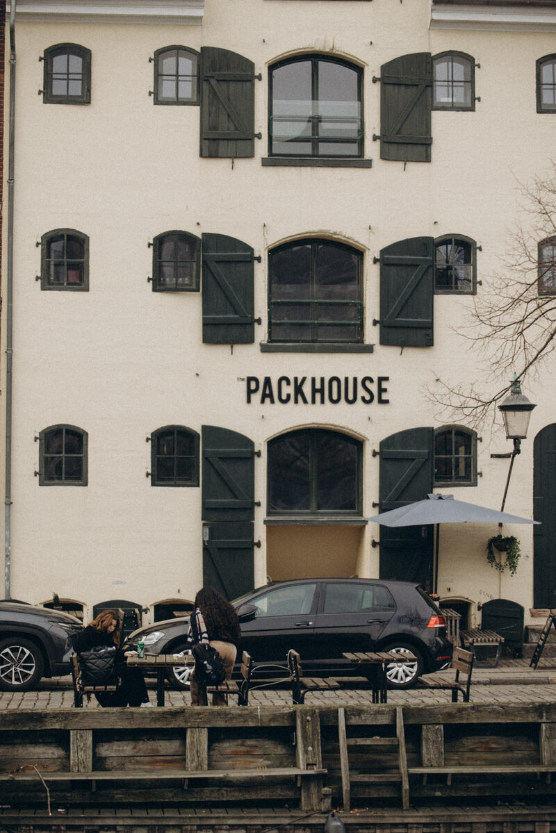 The old Packhouse warehouse façade by the canal, Christianshavn
