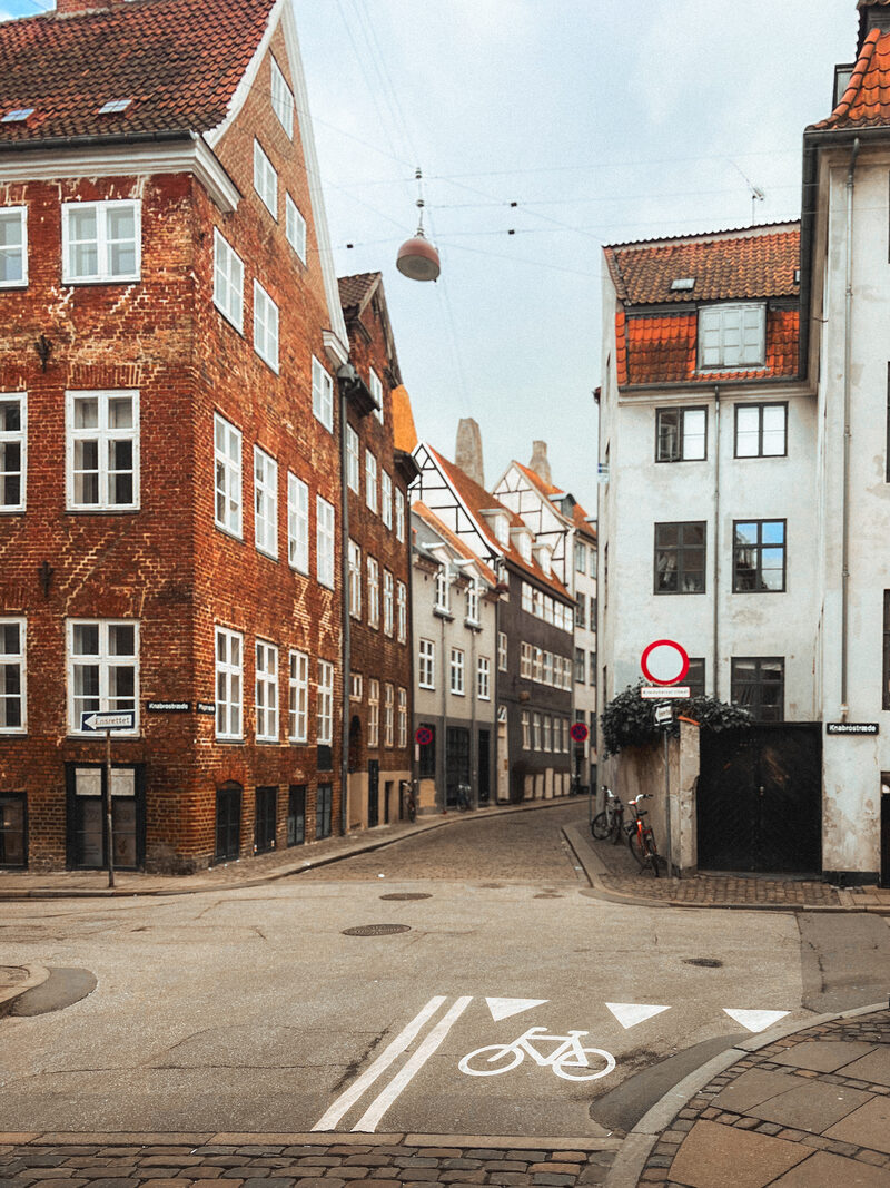 Red-brick houses curving along the old street
