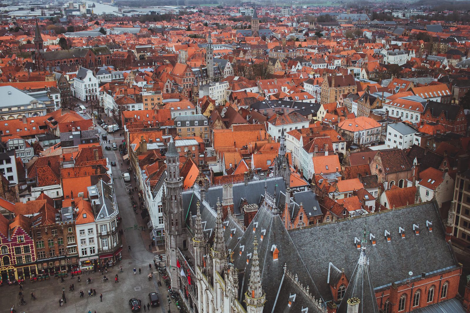 Red rooftops of Bruges from the belfry, Belgium