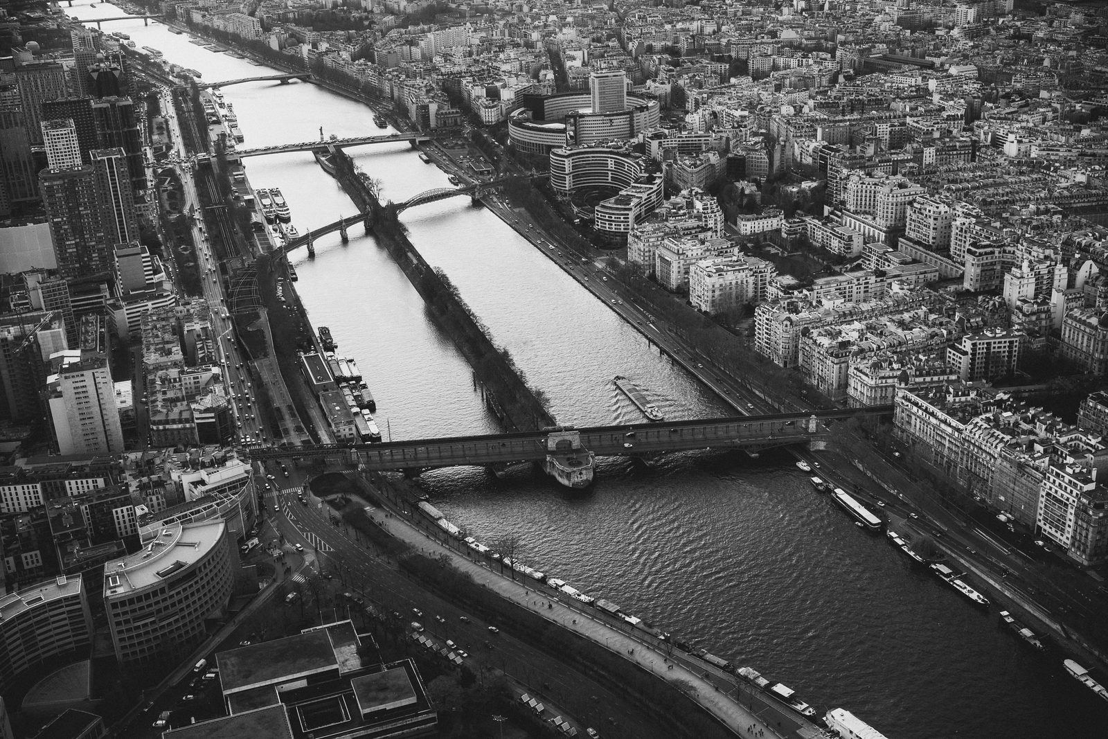 The Seine and its bridges from above, Paris, France