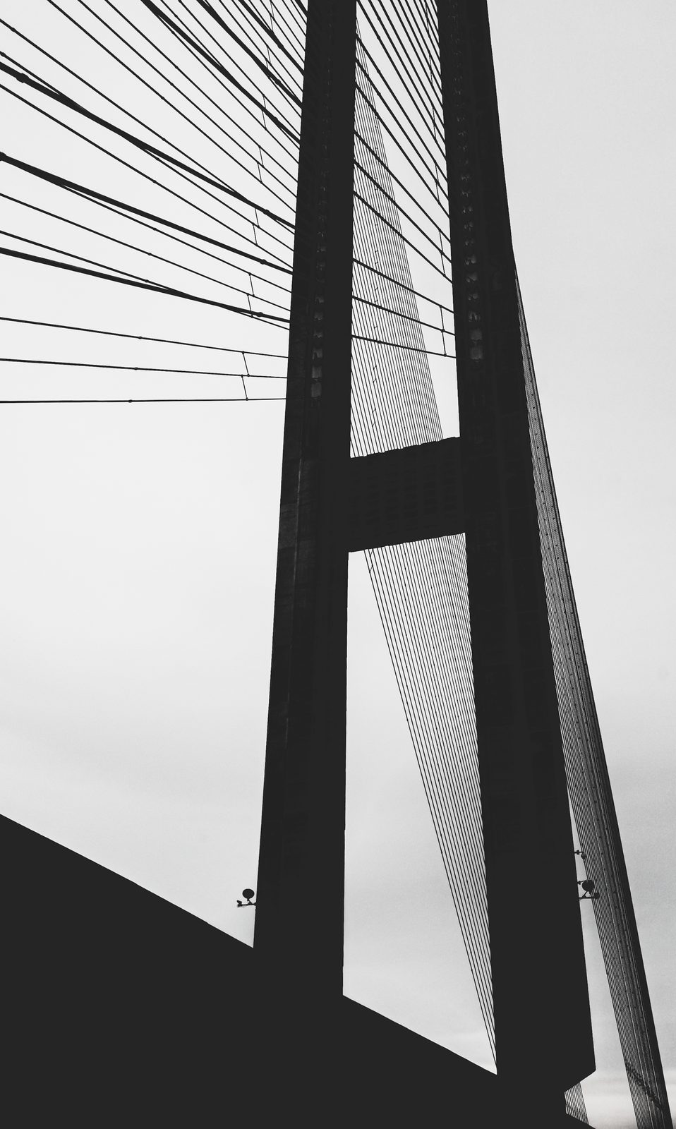 Bridge pylon in black and white, Kyiv, Ukraine