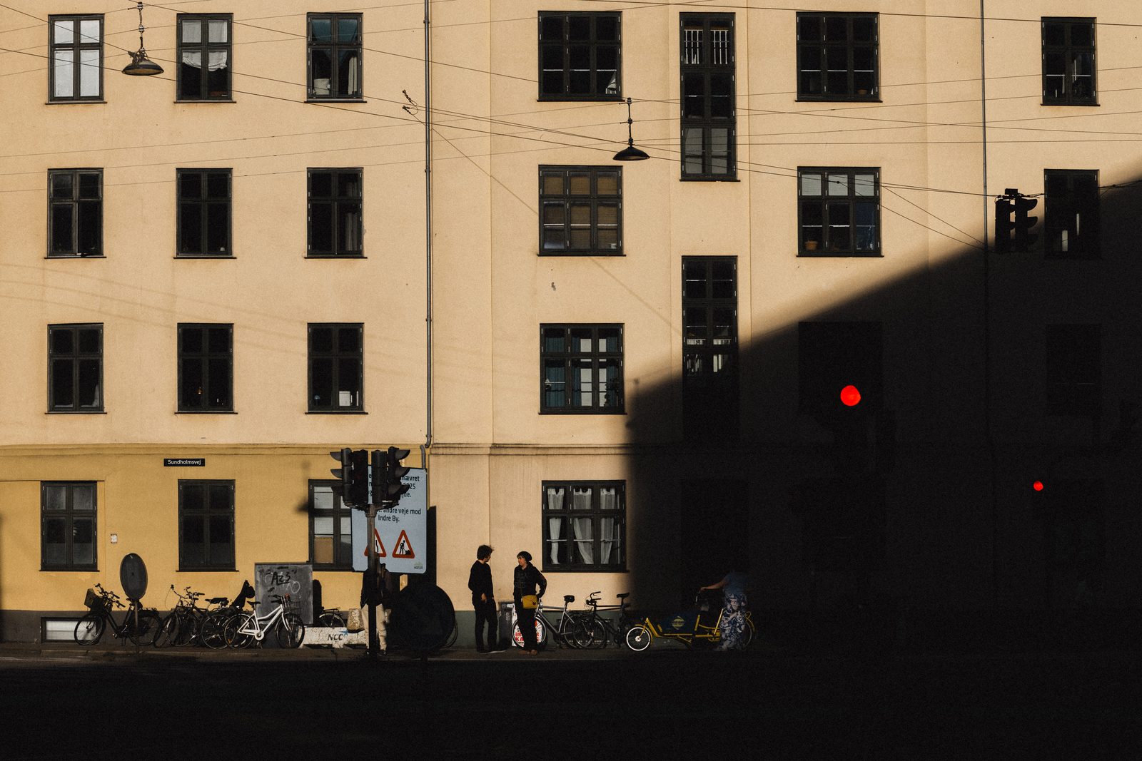 Ochre facade in the afternoon light, Copenhagen, Denmark